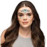 Strass visage bleu turquoise et argent