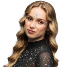 Bijoux strass visage blancs, roses et bleus