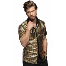 Chemise disco homme or
