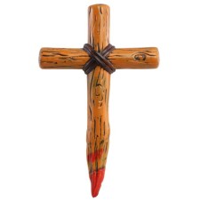 Pieu croix ensanglantée