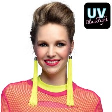 Boucles d'oreilles jaune fluo à franges