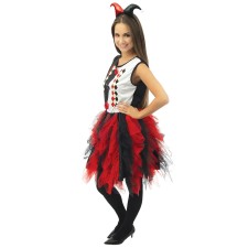 Costume femme Halloween Arlequin noir et rouge
