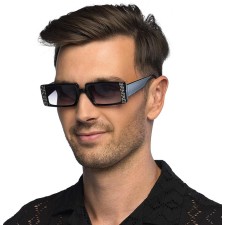 Lunettes rétro noires avec strass pour déguisement