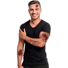 Tatouages éphémères Halloween plaies avec asticots