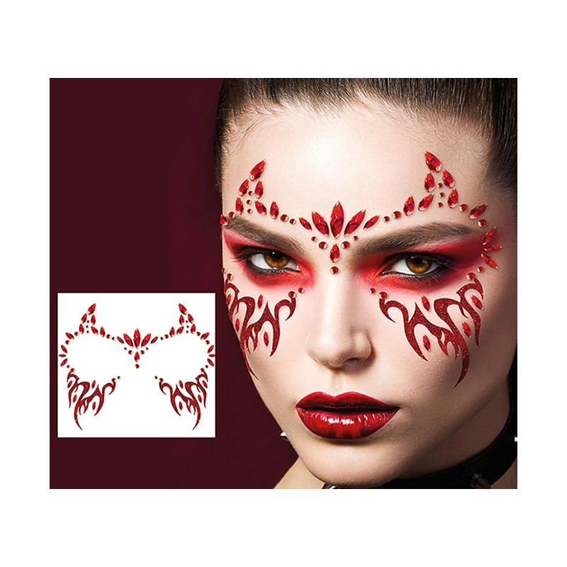 Strass visage Halloween démon Strass visage Halloween démon