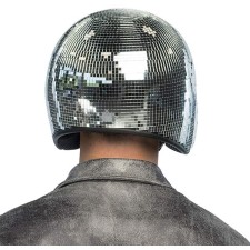 Accessoire casque effet boule à facettes argent adulte