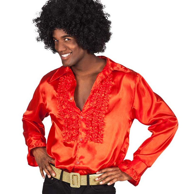Chemise disco rouge pour homme déguisement sur les années 1970