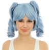 Perruque manga bleue femme avec couettes