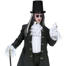 Jabot blanc satiné pour déguisement de vampire
