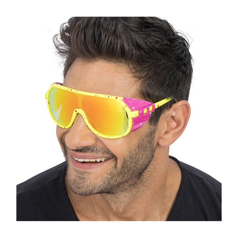Lunettes de ski rétro jaune fluo