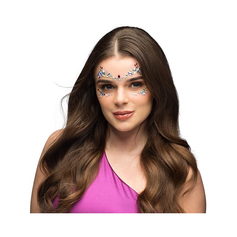 Strass autocollants pour visage roses et blancs irises