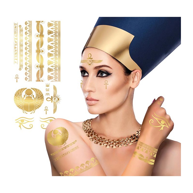 Tatouages Égyptiens éphémères dorés