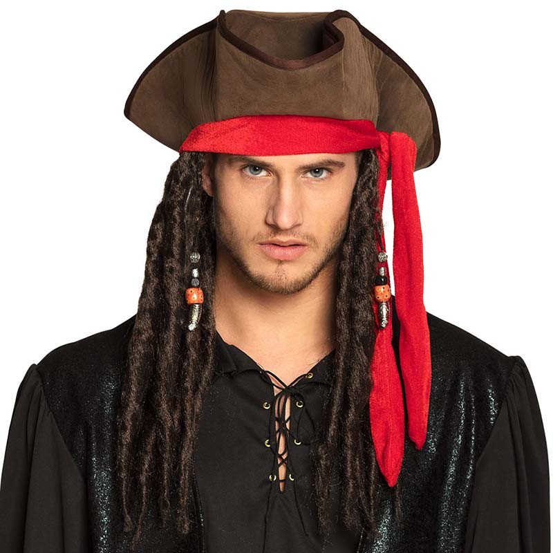 Chapeau de pirate pas cher avec cheveux