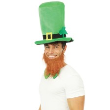 Chapeau Leprechaun avec barbe pour la Saint-Patrick