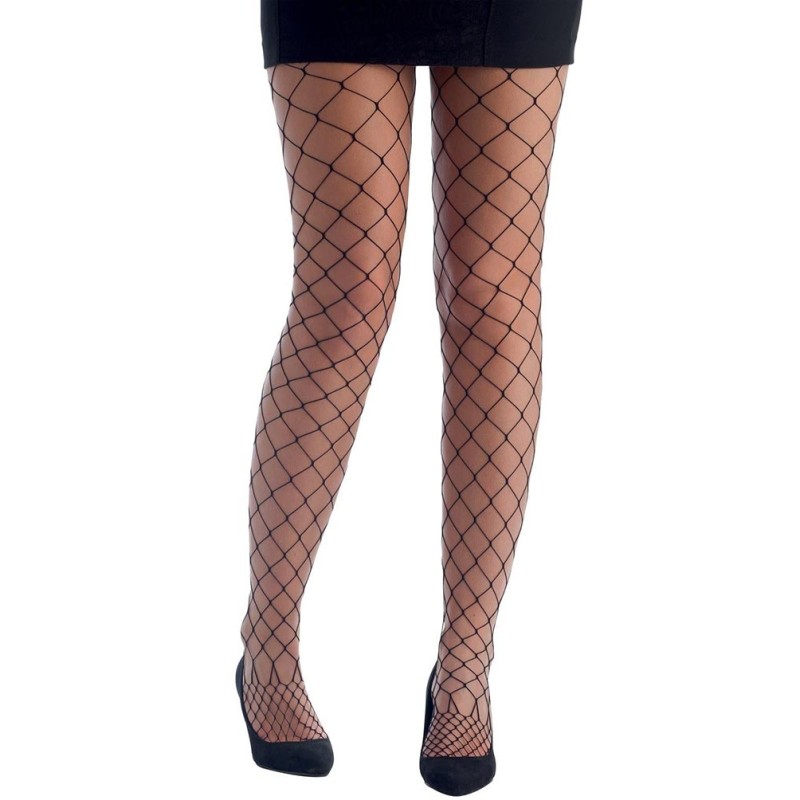 Collant résille noir grandes mailles pour déguisement
