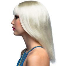 Perruque de déguisement femme aux cheveux longs blonds platine