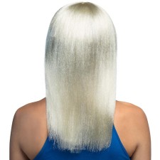 Perruque cheveux blonds platine avec frange pour femme