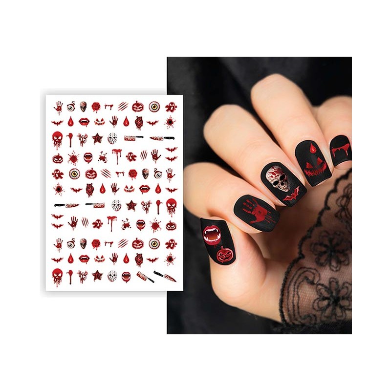 Stickers ongles Halloween sanglants