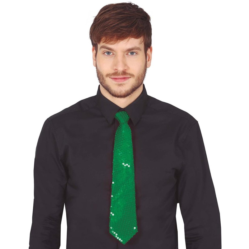 Cravate sequins verte