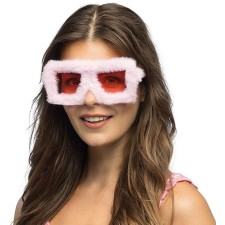 Lunettes peluche roses pour déguisement
