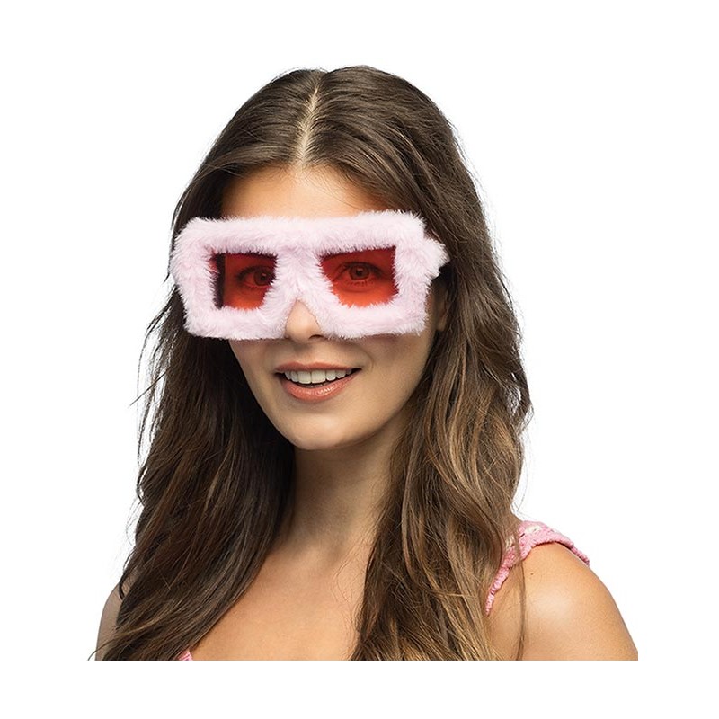 Lunettes peluche roses pour déguisement