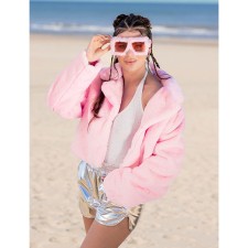Lunettes avec fourrure rose