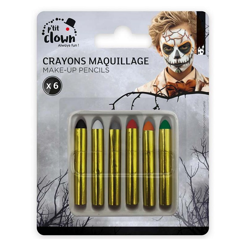 Crayons de maquillage Halloween gras - lot de 6
