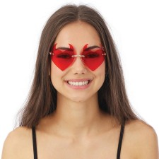 Lunettes cœur avec cornes de diable Halloween