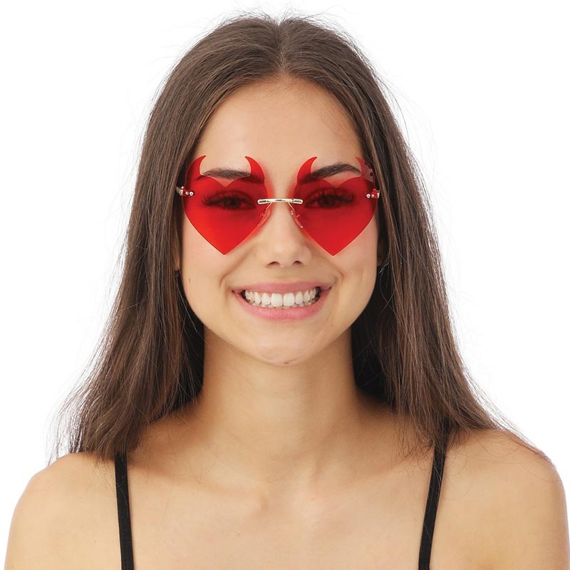 Lunettes cœur avec cornes de diable Halloween