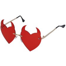 Lunettes en forme de cœur rouges avec cornes de démon