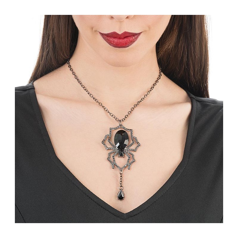 Collier araignée avec strass Halloween