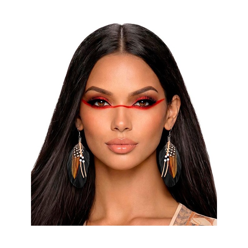 Boucles d'oreilles d'indienne avec plumes
