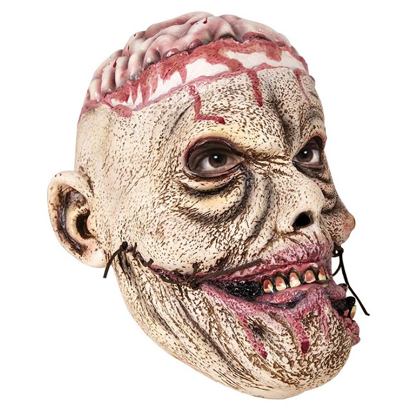 Masque de zombie d'Halloween avec le cerveau apparent intégral en latex