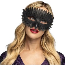 Demi-masque corbeau noir Halloween