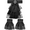 Jabot en dentelle noir accessoire de déguisement Halloween