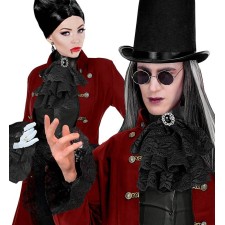 Jabot noir satin pour déguisement de vampire Halloween