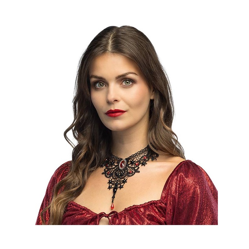 Collier Halloween femme noir et rouge