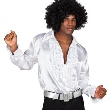 Déguisement composé d'une chemise disco blanche pour homme