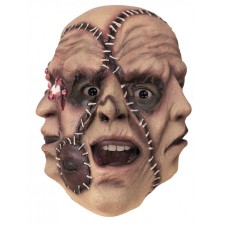 Masque de monstre à trois têtes avec visages recousus idéal pour Halloween