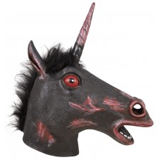 Masque Halloween de licorne sanglante zombie intégral en latex