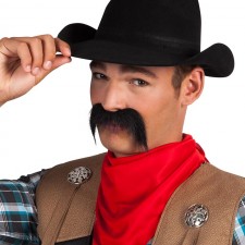 Fausse moustache noire de Cowboy adhésive pour déguisement Western