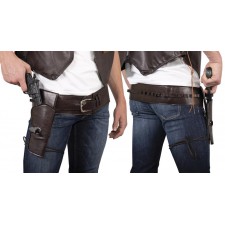 Ceinture de cowboy marron en simili cuir avec étui pour revolver