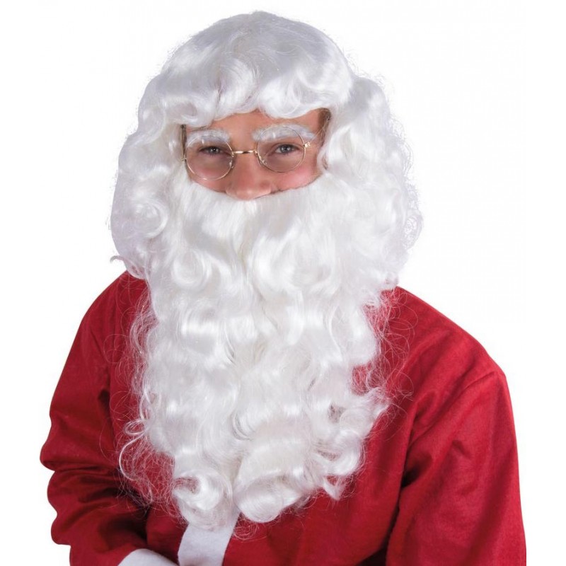 Barbe Pere Noel, perruque blanche, deguisement adulte, costume homme