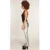 Pantalon argent pattes d'eph femme pour déguisement disco