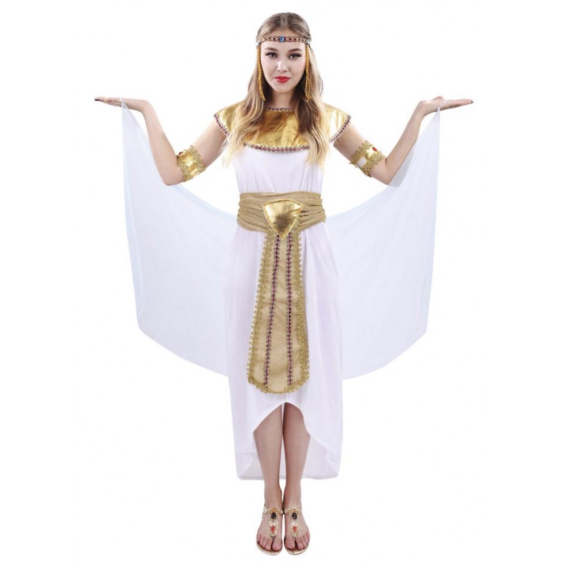 Costume d'égyptienne blanc et or pas cher pour femme