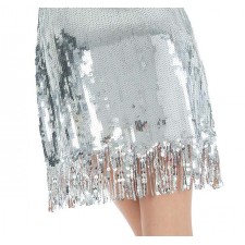 Sequins robe disco argent pour femme