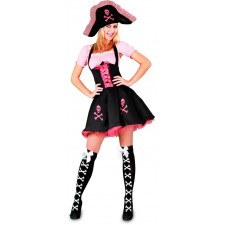 Costume de pirate femme rose et noir original