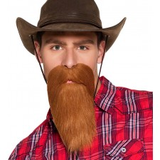 Fausse barbe de cowboy marron