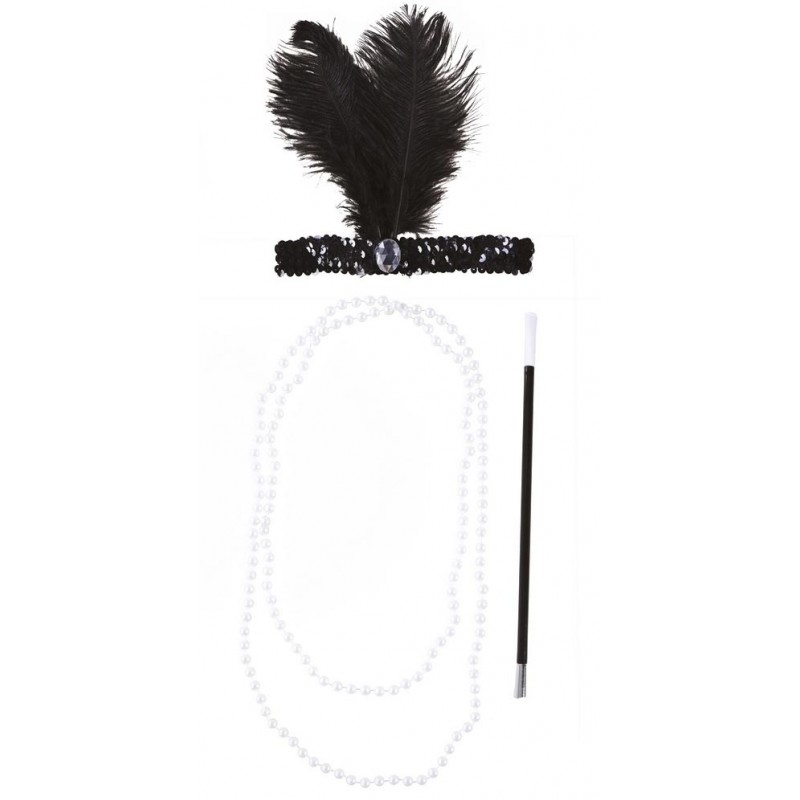 Accessoire Année 20 - YANSION - Charleston - Noir et or - Collier