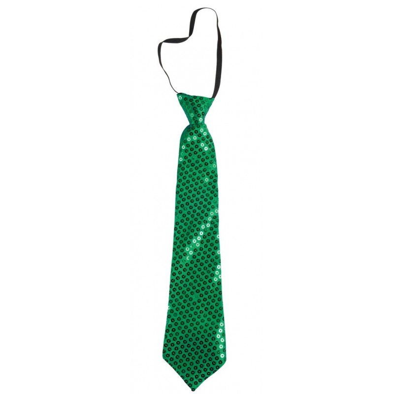 Accessoire Saint Patrick cravate verte à sequins